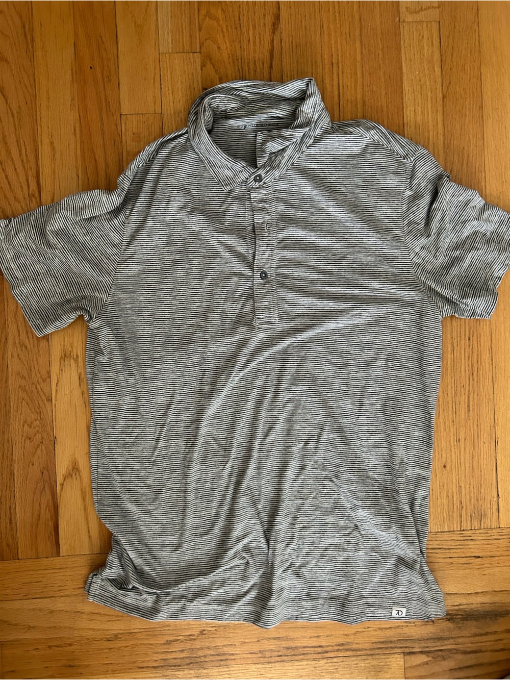 7 Diamonds Grey Micro-Striped Short-Sleeve Polo